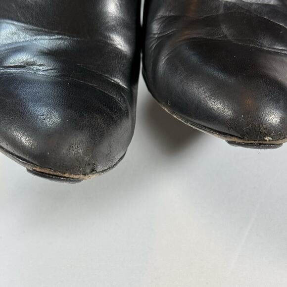 Cole Hann Vtg Leather Knee High Slouchy Almond Toe Heel Boots Black Wms Sz 7.5 - Picture 9 of 16